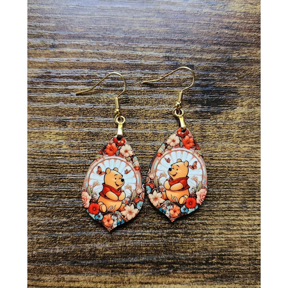 Winnie the Pooh Floral Earrings - Picture 2 of 3